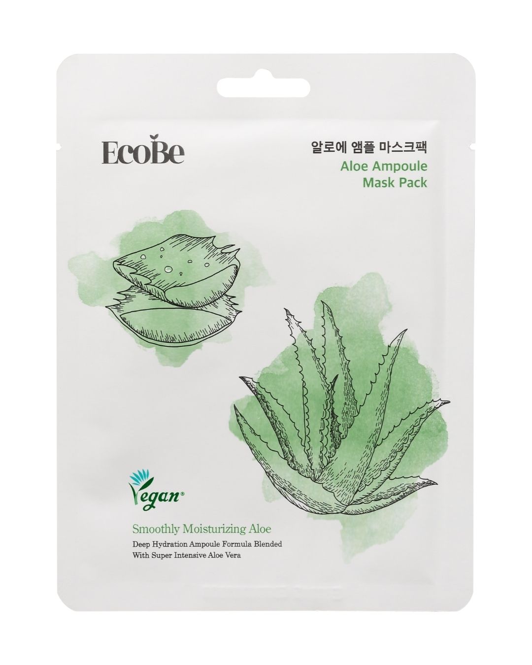 EcoBe Aloe Ampoule Mask – Máscara Facial em Tecido com Aloe Vera