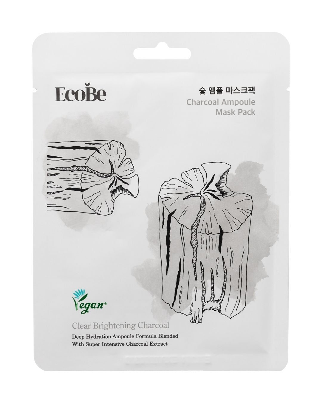 EcoBe Charcoal Ampoule Mask – Máscara Facial em Tecido | Carvão Ativado