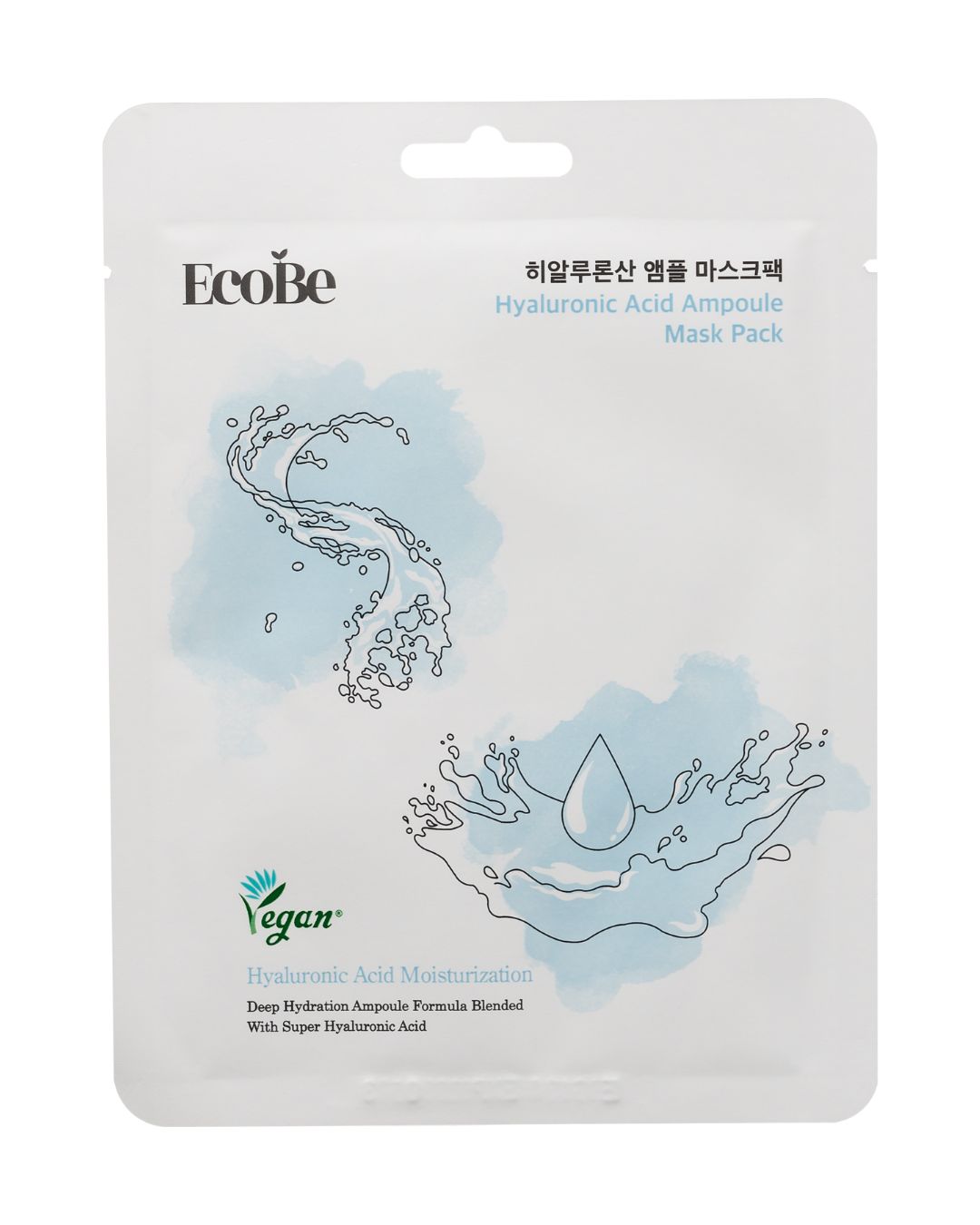 EcoBe Hyaluronic Acid Ampoule Mask – Máscara Facial em Tecido com Ácido Hialurônico