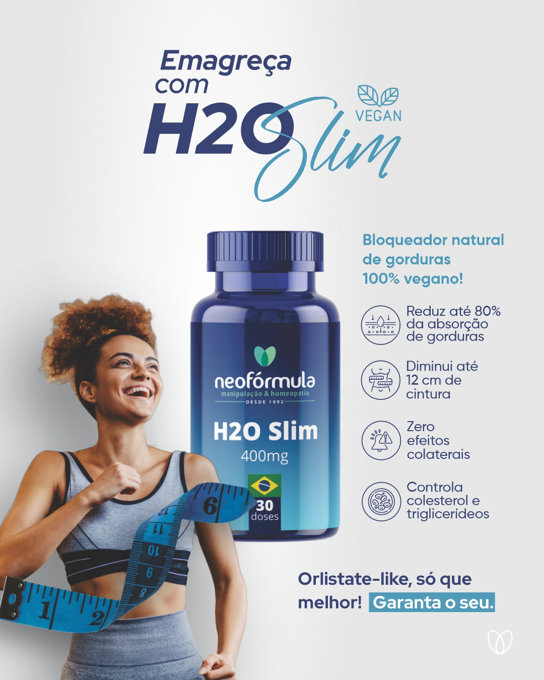 H2OSlim® 400mg 30 Cápsulas - Bloqueador de Gorduras