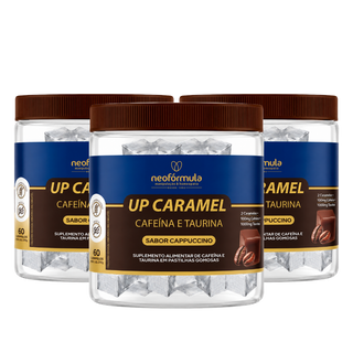 3 unidades de UP Caramel - Caramelo de Cafeína e Taurina | 30 doses