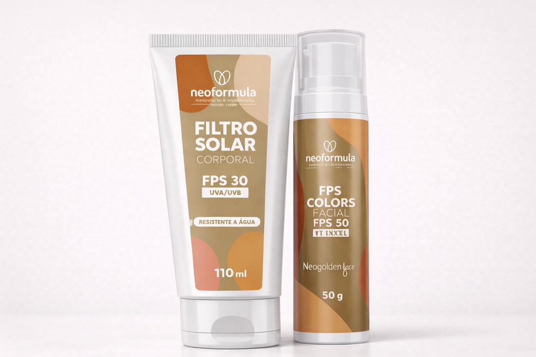 Kit Neo Verão: FPS Colors Facial Filtro Solar 50 - Filtro Solar Corporal NeoGolden Face FPS 30 110g