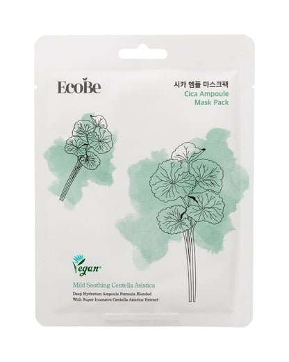 EcoBe Cica Ampoule Mask  – Máscara Facial em Tecido com Centella Asiática