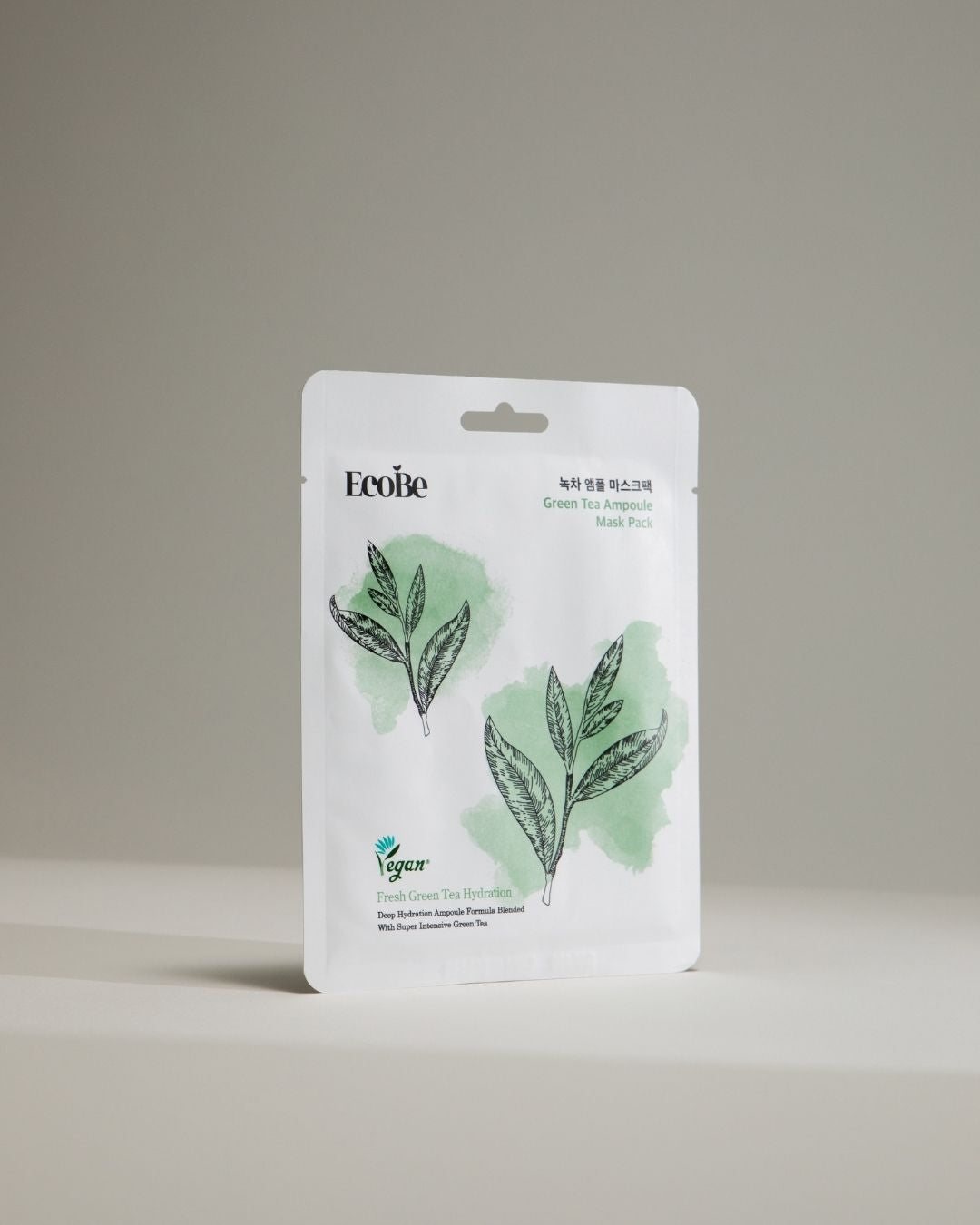 EcoBe Green Tea Ampoule Mask – Máscara Facial em Tecido com Extrato de Chá Verde