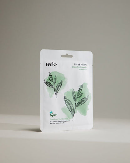 EcoBe Green Tea Ampoule Mask – Máscara Facial em Tecido com Extrato de Chá Verde