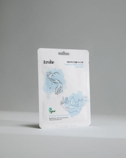 EcoBe Hyaluronic Acid Ampoule Mask – Máscara Facial em Tecido com Ácido Hialurônico