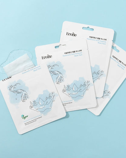 EcoBe Hyaluronic Acid Ampoule Mask – Máscara Facial em Tecido com Ácido Hialurônico