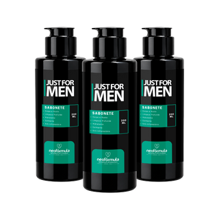 3 unidades de Sabonete Facial e Corporal Just For Men