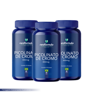 3 unidades de Picolinato de Cromo 300 mcg | 30 dose
