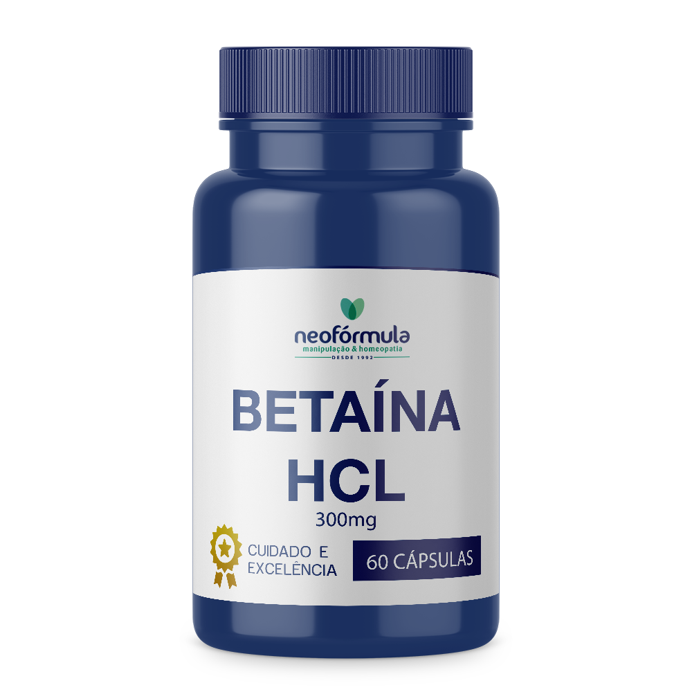 Betaína HCL 300mg 60 Doses